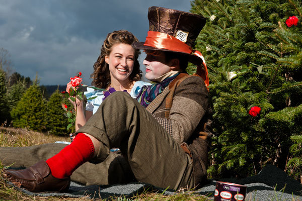 alice in wonderland disney themed engagement photos